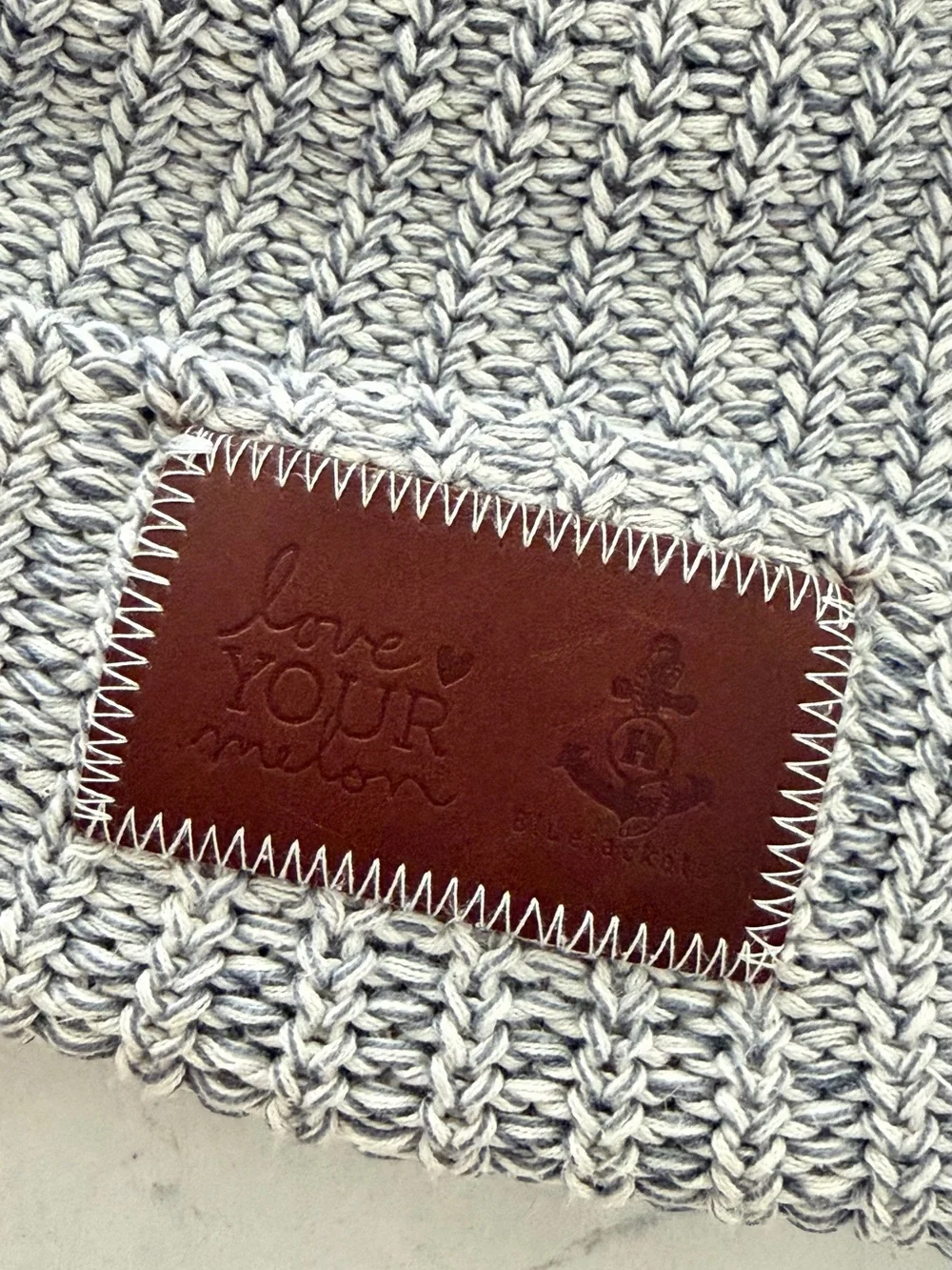 Love Your Melon Gray Knit Beanie with Tan Pom